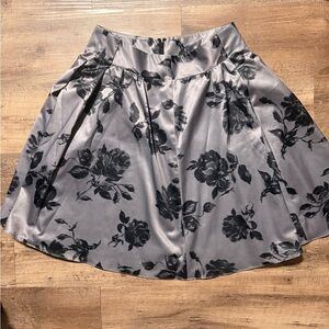 The Limited Gray Satin Floral Circle Skirt